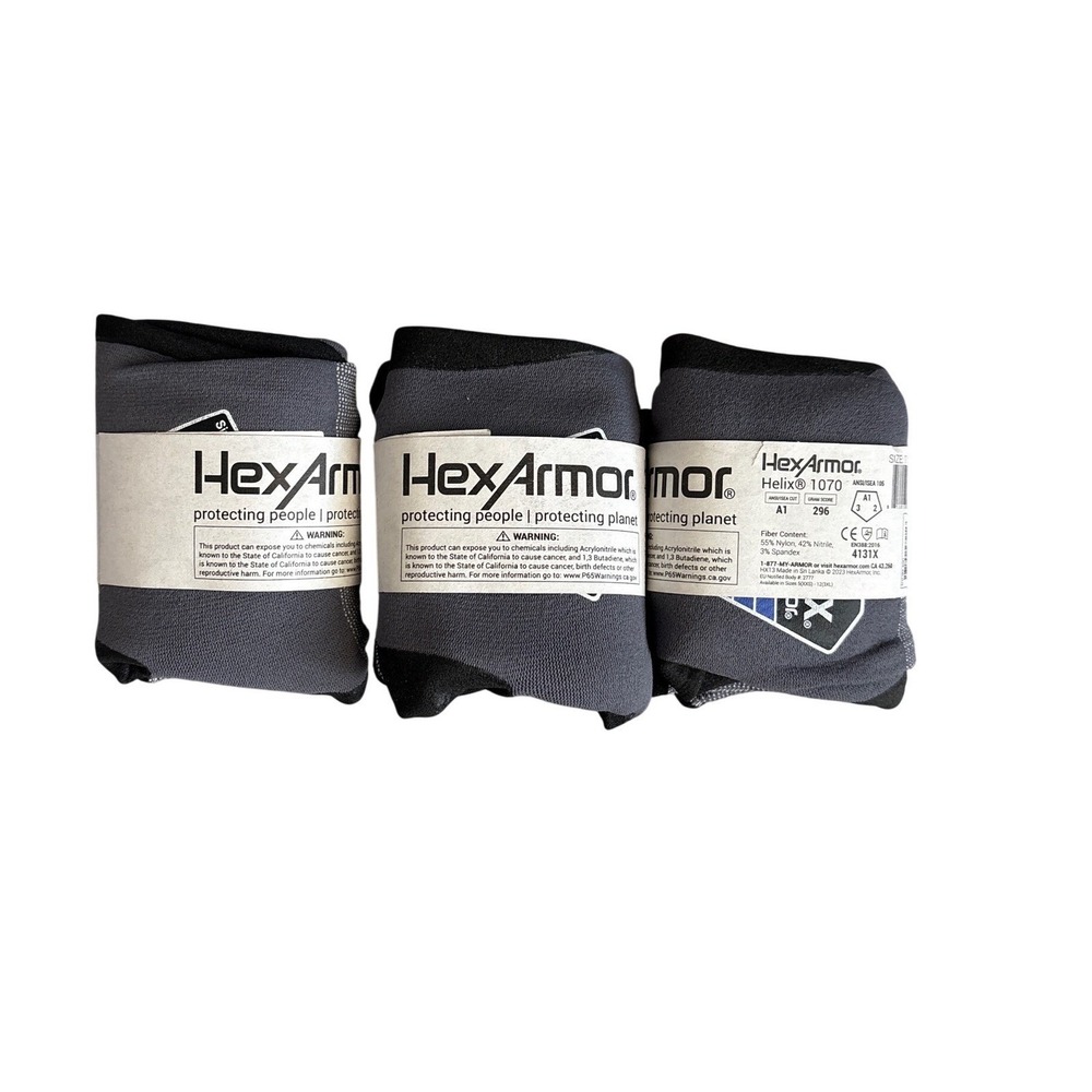 HexArmor Helix 1070 Nitrile Work Gloves Gray Black 10/XL ANSI A1 Cut Level 2